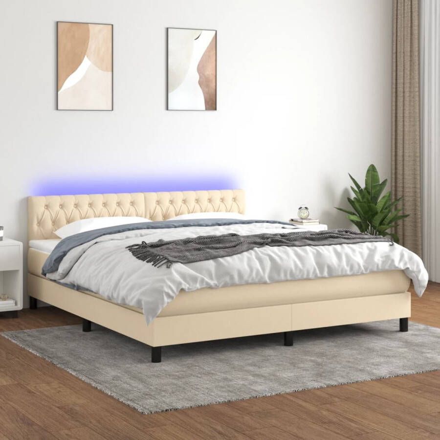 The Living Store Boxspring s Bed 203 x 160 x 78 88 cm LED Duurzaam materiaal Verstelbaar hoofdbord Comfortabele ondersteuning Kleurrijke LED-verlichting Pocketvering matras Huidvriendelijk topmatras Montagehandleiding inbegrepen - Foto 2