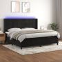 The Living Store Boxspring Zwart fluwelen bed 203 x 203 x 118 128 cm LED-verlichting Pocketvering matras Huidvriendelijk topmatras Montagehandleiding inclusief USB-aansluiting - Thumbnail 2