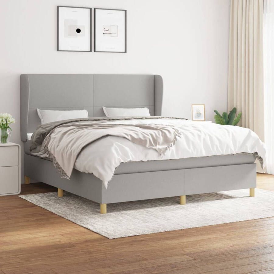 The Living Store Boxspring met matras stof lichtgrijs 180x200 cm Boxspringbed Boxspring Bed Slaapcomfort Grijs Bed - Foto 2
