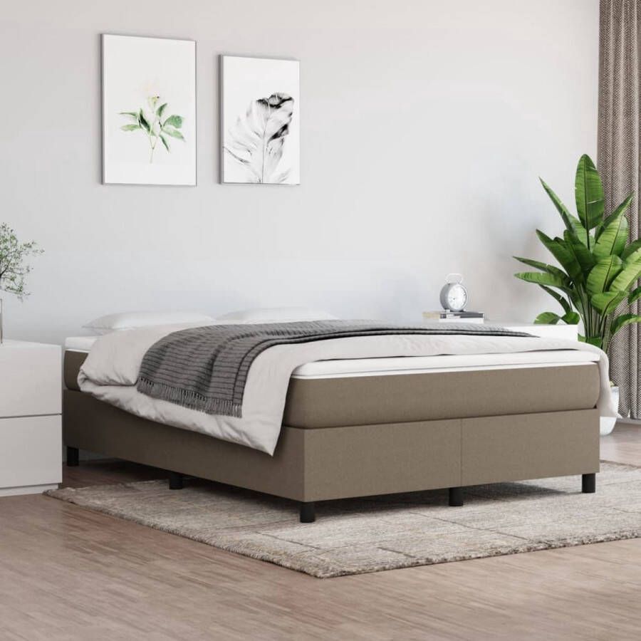 VidaXL Boxspring met matras stof taupe 140x190 cm Boxspringbed Boxspring Bed Frame Tweepersoonsbed Taupecolor - Foto 2
