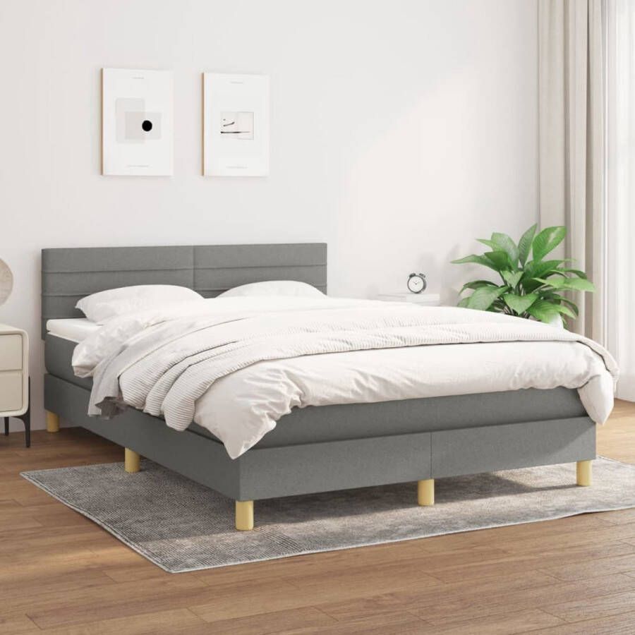 The Living Store Boxspringbed Bed 193 x 144 x 78 88 cm Donkergrijs Stof Duurzaam Boxspringbed Boxspring Donkere Kleur Grijs Bed Frame