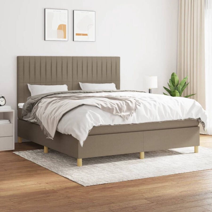 The Living Store Boxspringbed Bed 203 x 180 x 118 128 cm Taupe Boxspringbed Boxspring Bed Frame Tweepersoonsbed Taupecolor
