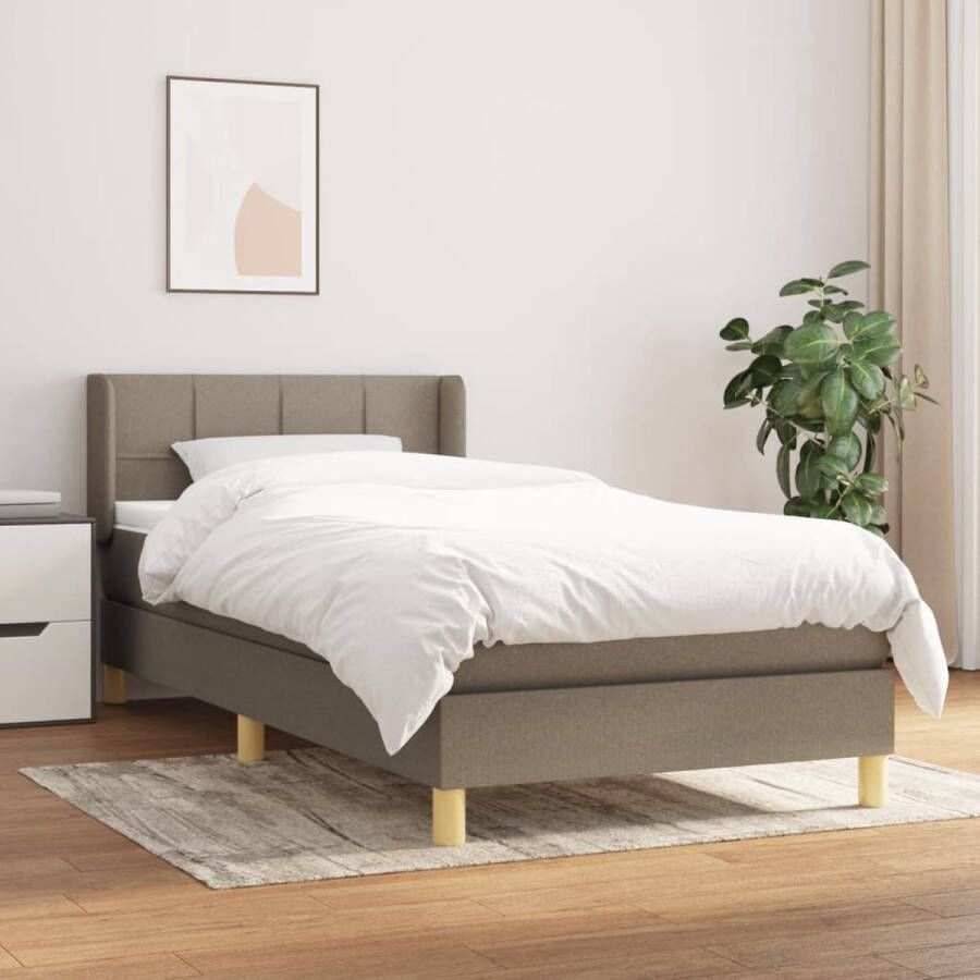 The Living Store Boxspringbed Bed 203 x 83 x 78 88 cm Taupe Stof Pocketvering Middelharde ondersteuning Boxspringbed Boxspring Bed Frame Tweepersoonsbed Taupecolor