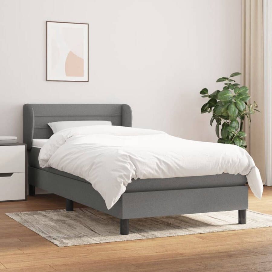 The Living Store Boxspring met matras stof donkergrijs 100x200 cm Boxspringbed Donkere Kleuren Tweepersoonsbed Slaapkamer Meubels Boxspring