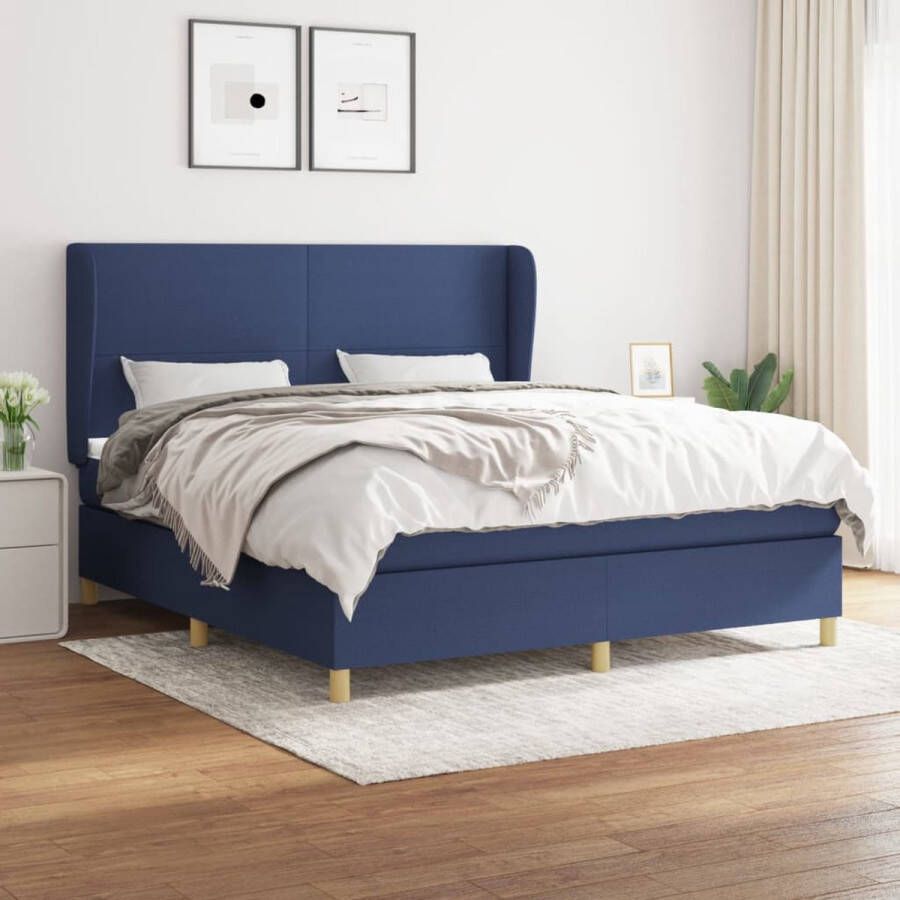 The Living Store Boxspring met matras stof blauw 160x200 cm Boxspringbed Boxspring Slaapkamer Meubels Tweepersoonsbed Bed Frame - Foto 2