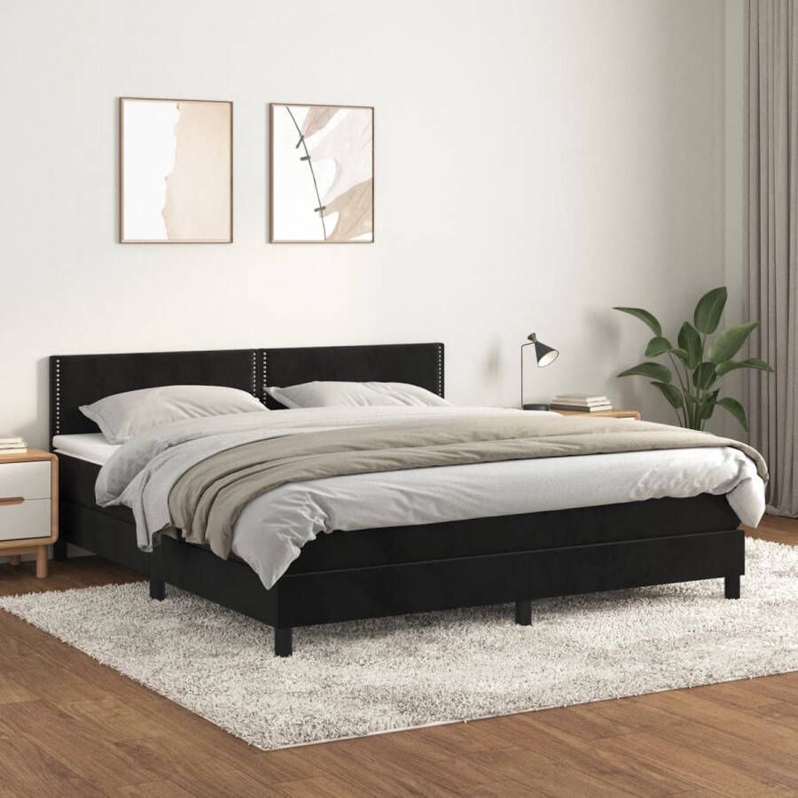 The Living Store Boxspringbed Bed (203x180x78 88 cm) Zacht fluweel Boxspringbed Velvet Bed Tweepersoonsbed Groot Bed Zitzakken
