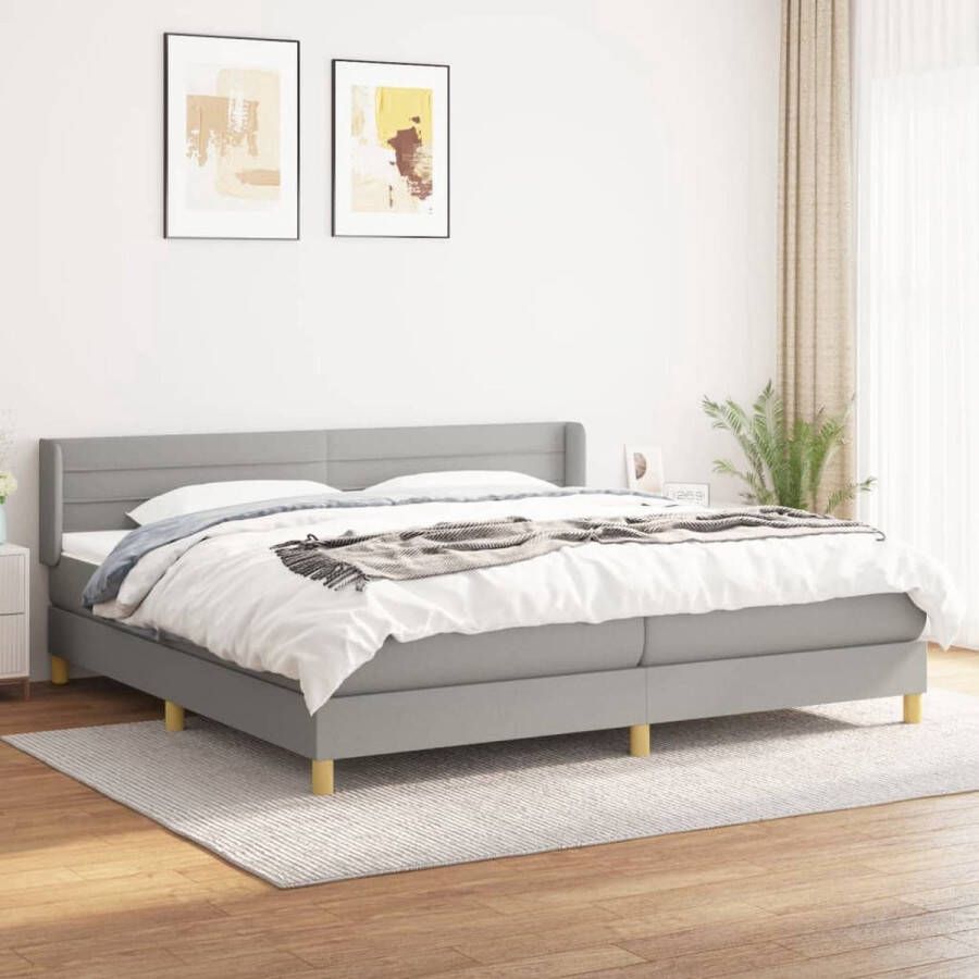 The Living Store Boxspring met matras stof lichtgrijs 200x200 cm Boxspringbed Boxspring Slaapkamerinrichting Tweepersoonsbed Grijs Bed