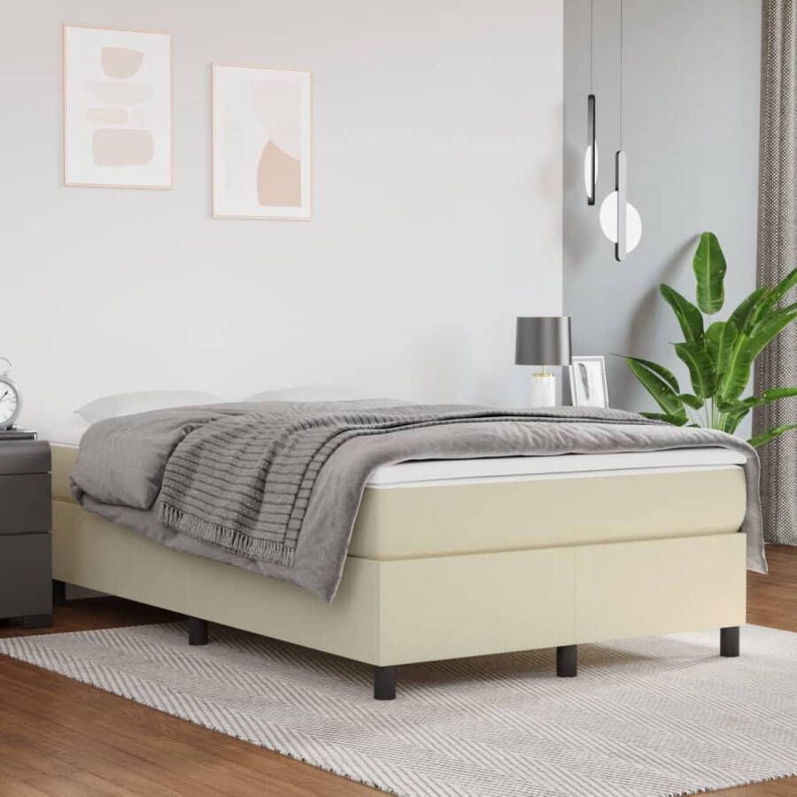 The Living Store Boxspringbed Bedframe Crème + Matras Wit Crème + Topmatras Wit 203x120x35 cm (LxBxH)