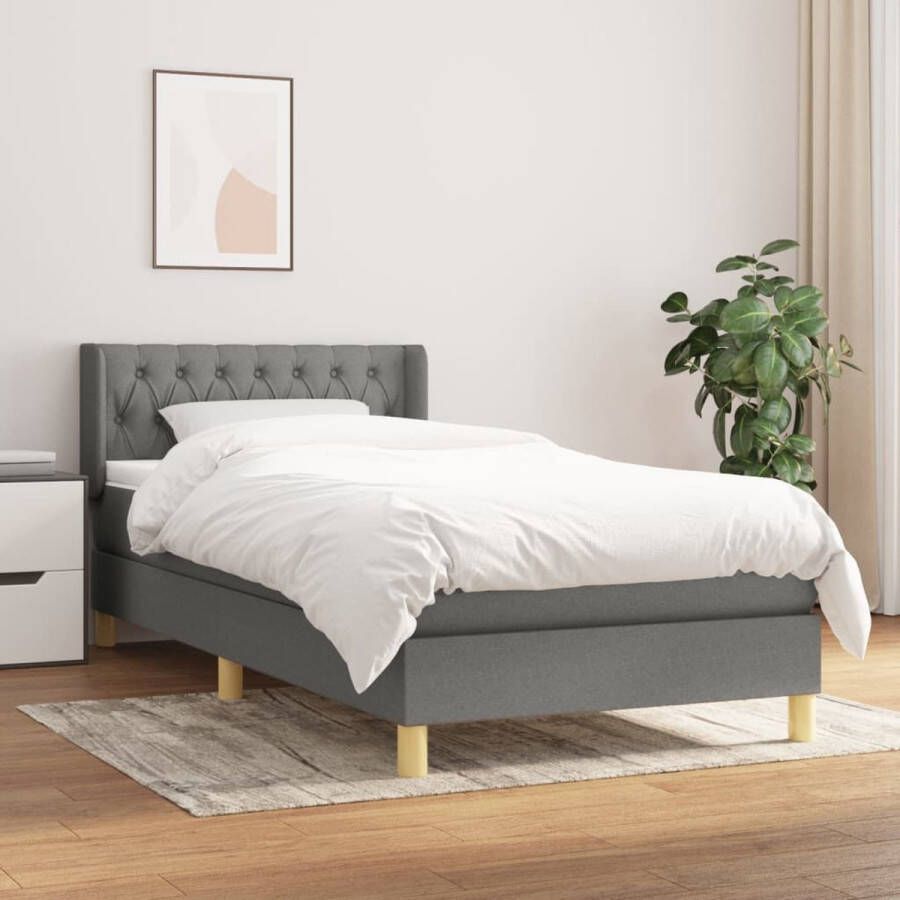 The Living Store Boxspringbed Bedframe Pocketvering Matras Huidvriendelijk Topmatras 203 x 103 x 78 88 cm Donkergrijs