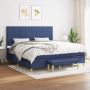 The Living Store Boxspringbed Blauw 203 x 200 x 118 128 cm Hoofdbord verstelbaar Pocketvering matras Middelharde ondersteuning Huidvriendelijk topmatras Multifunctioneel bankje - Thumbnail 1