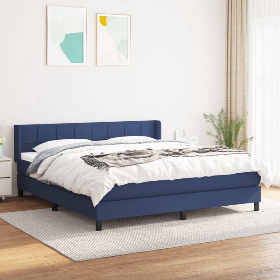 The Living Store Boxspring met matras stof blauw 160x200 cm Boxspringbed Boxspring Tweepersoonsbed Bed Frame Slaapcomfort - Foto 2