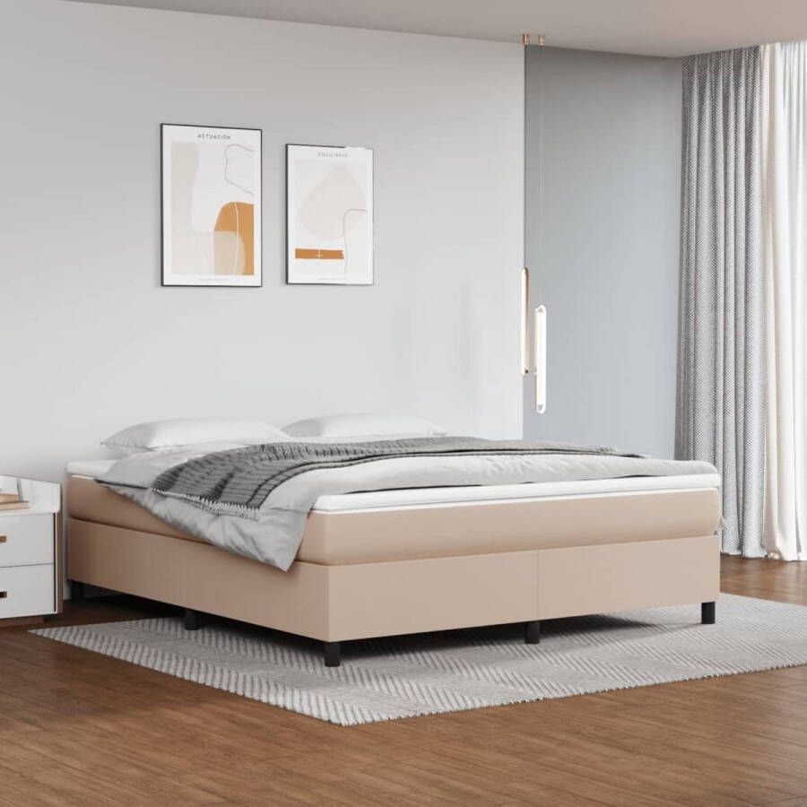 The Living Store Boxspring met matras kunstleer cappuccinokleurig 160x200 cm Boxspringbed Slaapcomfort Boxspring Kapstok Bedroom Furniture - Foto 2