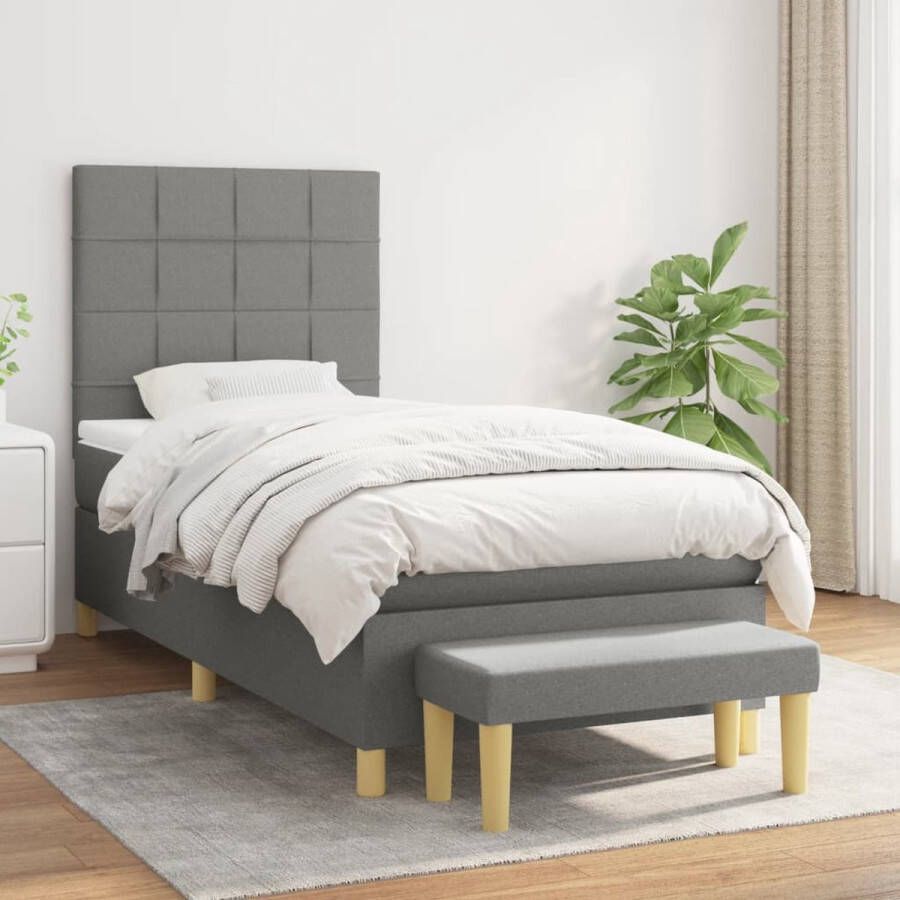 The Living Store Boxspringbed Classic 193x90x118 128 cm Donkergrijs Boxspringbed Boxspring Slaapkamer Meubels Donkere Kleuren Tweepersoonsbed - Foto 2