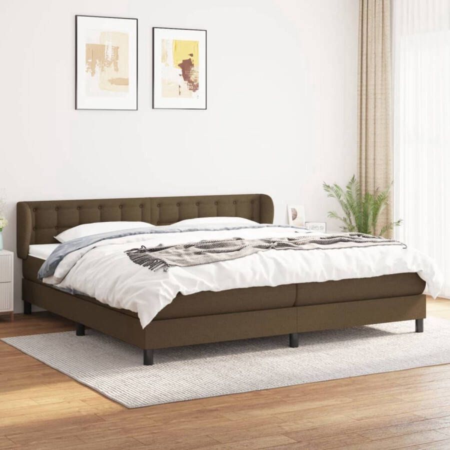 The Living Store Boxspringbed Classic Kingsize Donkerbruin 203 x 203 x 78 88 cm Pocketvering matras Middelharde ondersteuning Huidvriendelijk topmatras Montagehandleiding inclusief