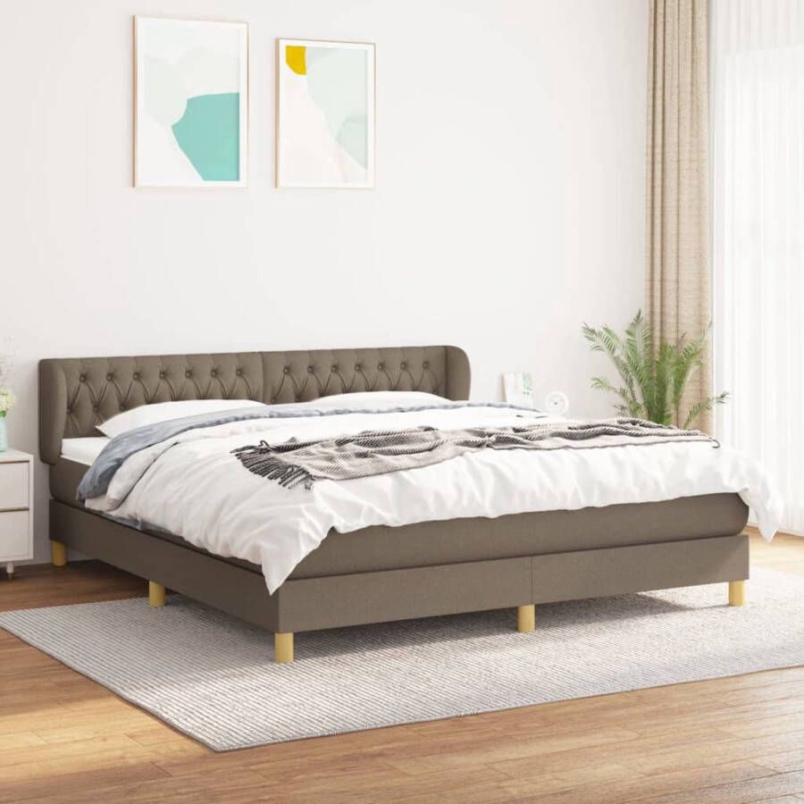 The Living Store Boxspringbed Classic s King Size taupe 203 x 183 x 78 88 cm pocketveringmatras middelharde ondersteuning huidvriendelijk topmatras inclusief montagehandleiding - Foto 2