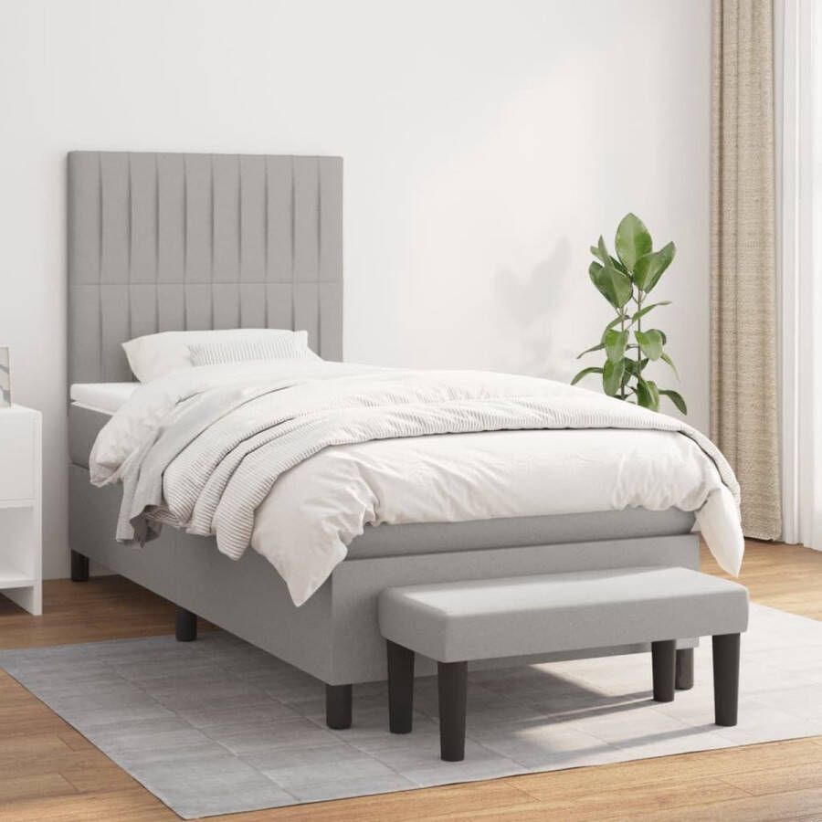 The Living Store Boxspringbed Comfort Bed 203 x 100 x 118 128 cm Lichtgrijs Pocketvering matras Boxspringbed Boxspring Tweepersoonsbed King Size Bed Kopen