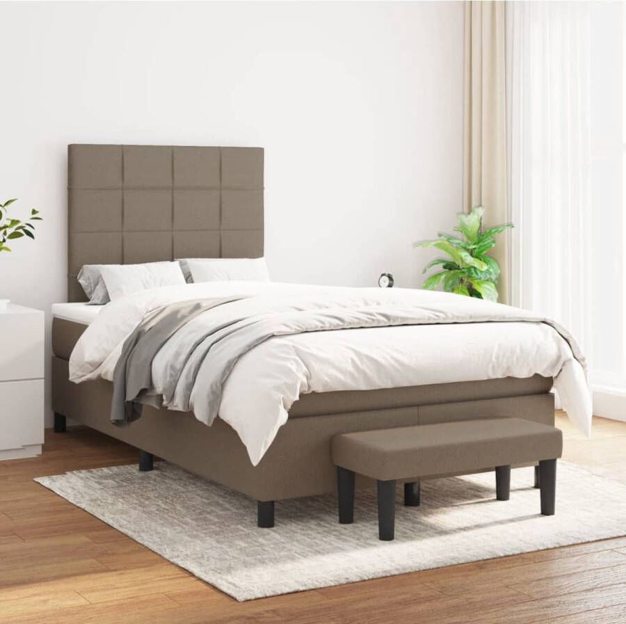 The Living Store Boxspring met matras stof taupe 120x200 cm Boxspringbed Boxspring Tweepersoonsbed Slaapcomfort Taupecouleur - Foto 3