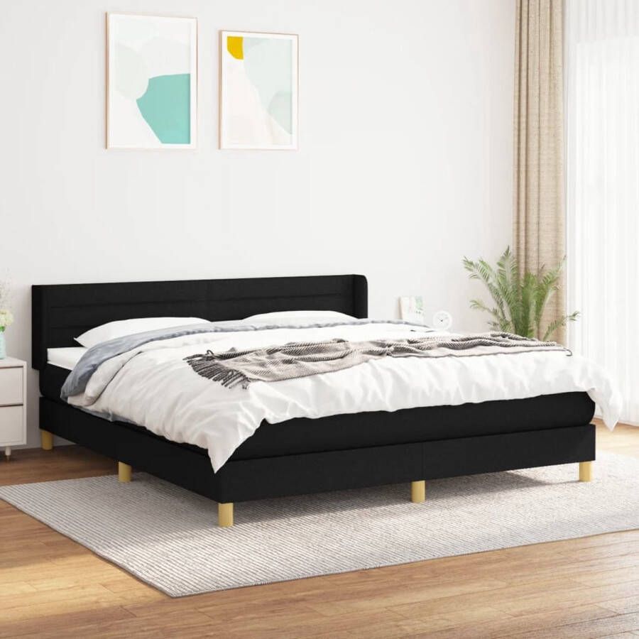 The Living Store Boxspringbed Comfort Bed 203 x 163 x 78 88 cm Zwart Pocketvering matras Middelharde ondersteuning Huidvriendelijk topmatras