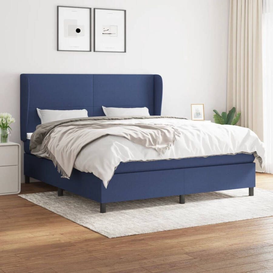 The Living Store Boxspringbed Comfort Bed 203 x 183 x 118 128 cm Blauw Stof Modern Boxspringbed Boxspring Bed Slaapkamer Modern Design