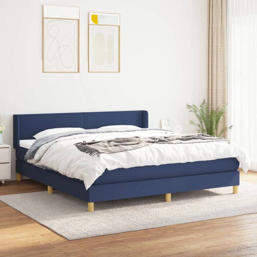 The Living Store Boxspring met matras stof blauw 180x200 cm Boxspringbed Boxspring Bed Slaapkamer Tweepersoonsbed - Foto 2