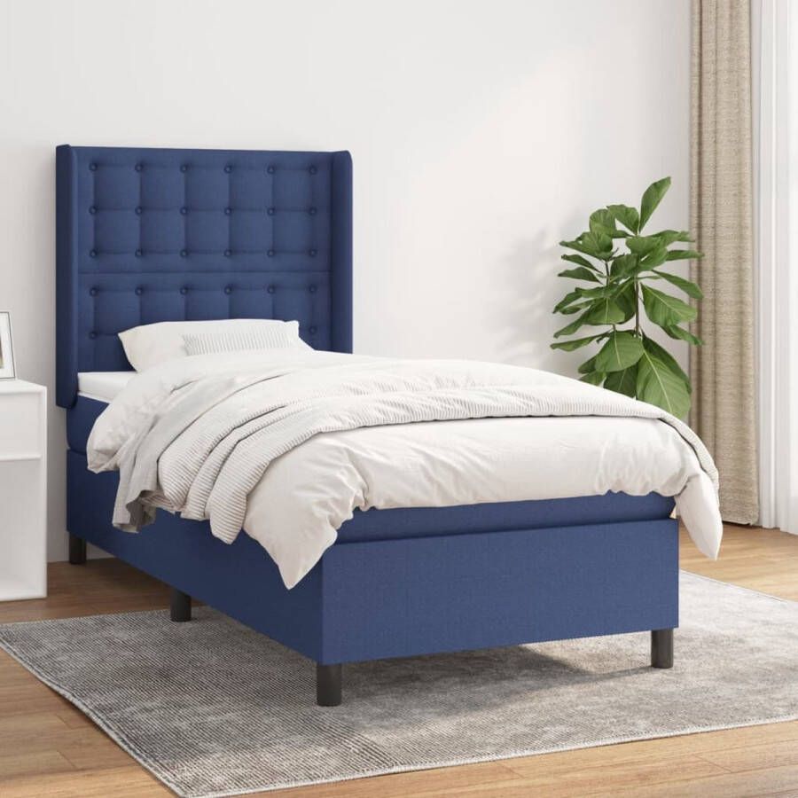 The Living Store Boxspringbed Comfort Bed 203 x 83 x 118 128 cm Blauw Boxspringbed Boxspring Bed Slaapcomfort Matras - Foto 2