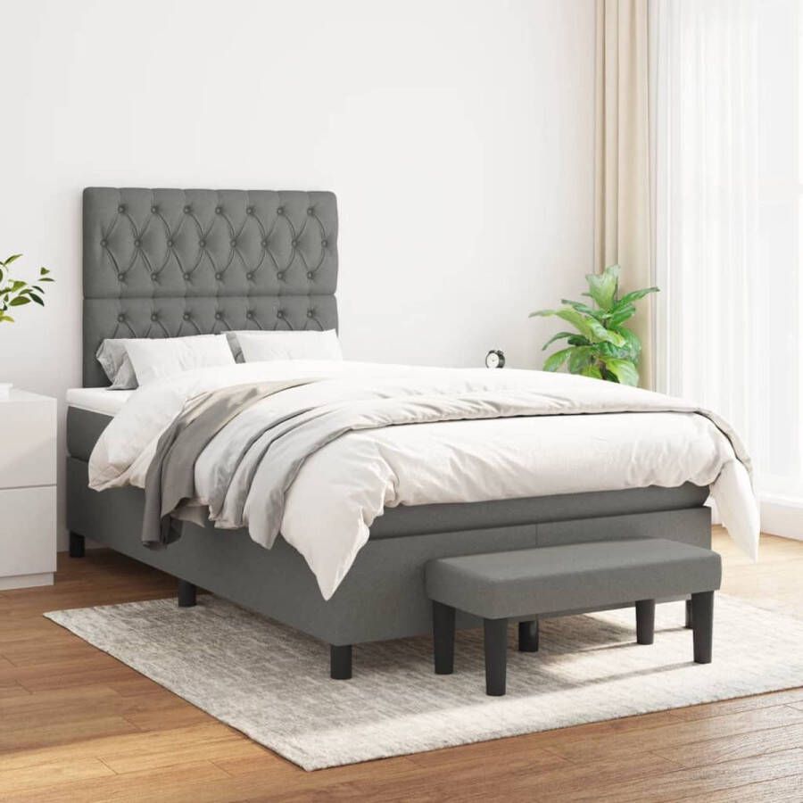 The Living Store Boxspringbed Comfort Bed 203x120x118 128 cm Donkergrijs
