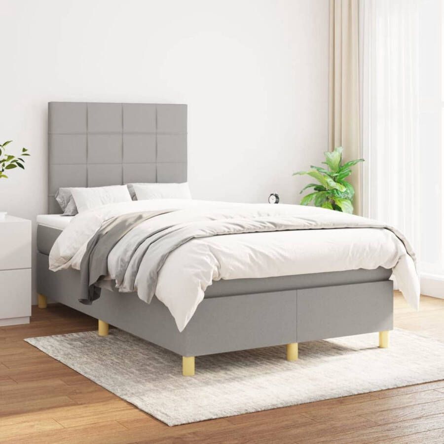 The Living Store Boxspringbed Comfort Bed 203x120x118 128 cm Lichtgrijs Boxspring Boxspringbed Tweepersoonsbed Grijs Bed Frame