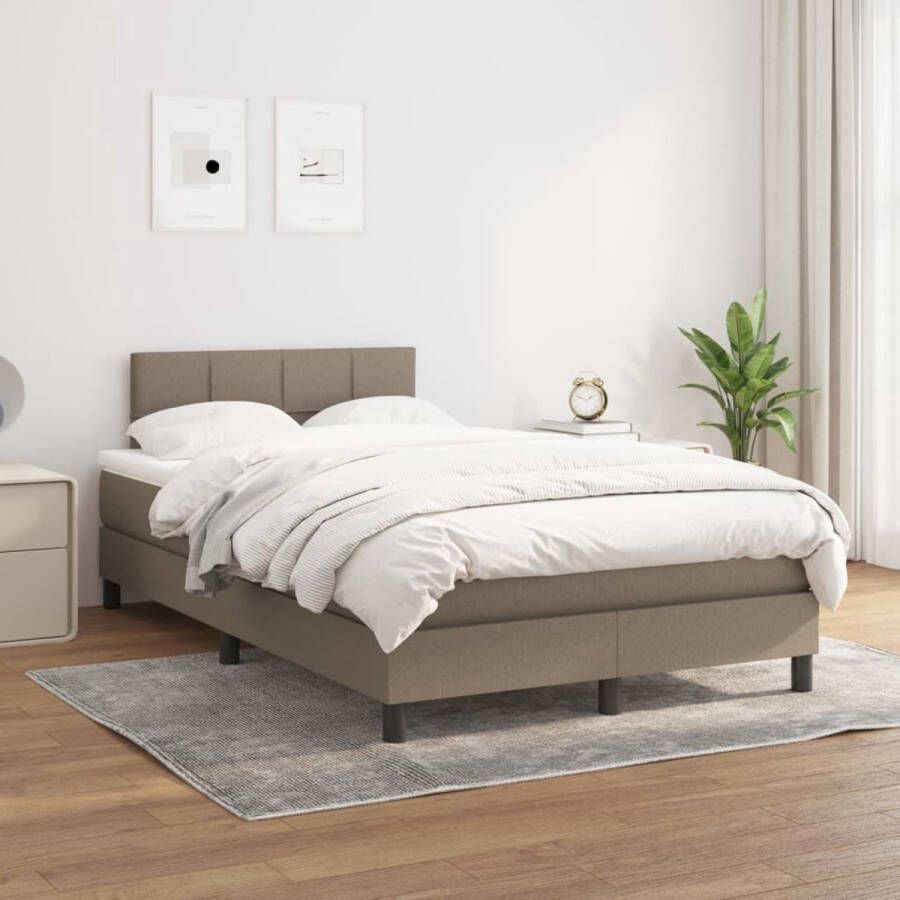 The Living Store Boxspringbed Comfort Bed 203x120x78 88 cm Taupe stof Verstelbaar hoofdbord Pocketvering matras Middelharde ondersteuning Huidvriendelijk topmatras Montagehandleiding