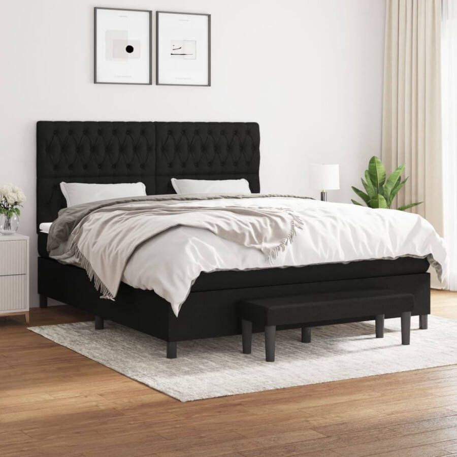 The Living Store Boxspringbed Comfort Bed 203x180x118 128 cm Zwart Boxspringbed Tweepersoonsbed Boxspring Zware Boxspring Designbed
