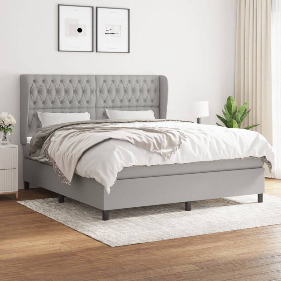 The Living Store Boxspringbed Comfort Bed 203x183x118 128 cm Lichtgrijs Boxspringbed Boxsprings Slaapkamer Meubilair Tweepersoons Bed Grijs Bed
