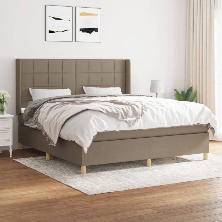 The Living Store Boxspringbed Comfort Bed 203x183x118 128 cm Taupe Boxspringbed Boxspring Tweepersoonsbed Bed Frame Taupecolor - Foto 2