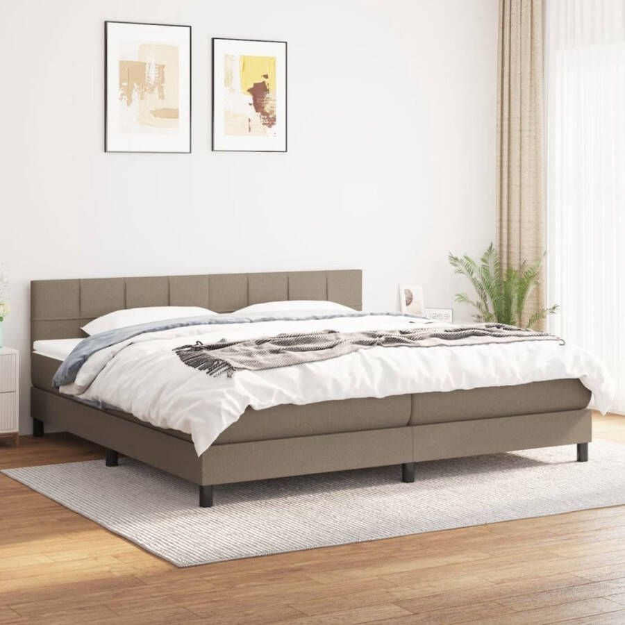 The Living Store Boxspringbed Comfort Bed 203x200x78 88 cm Taupe Duurzaam en Comfortabel Boxspringbed Slaapcomfort Boxspring Tweepersoonsbed Taupecouleur - Foto 2