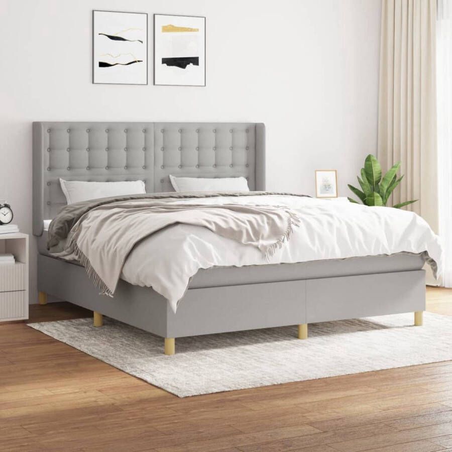 The Living Store Boxspringbed Comfort Bed Pocketvering 160x200 cm Huidvriendelijke topmatras Kleur- lichtgrijs 100% polyester Boxspringbed Boxspring Bed Slaapcomfort Pocketing Matras