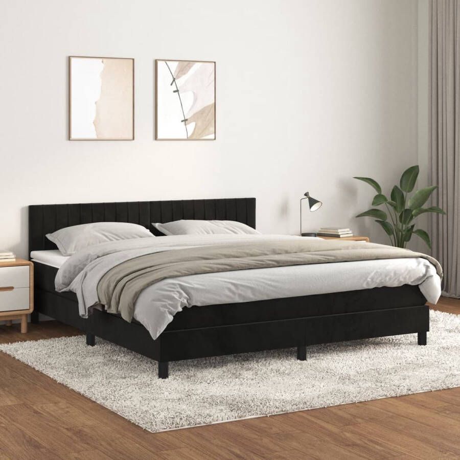 The Living Store Boxspringbed Comfort Bed (zwart) 160 x 200 x 78 88 cm Pocketvering matras Middelharde ondersteuning Huidvriendelijk topmatras(onderdeel- )