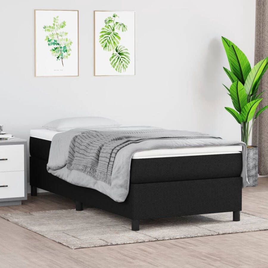 The Living Store Boxspringbed Comfort Bedframe 203 x 80 x 35 cm Bedmatras 80 x 200 x 20 cm Bedtopmatras 80 x 200 x 5 cm Kleur- zwart wit