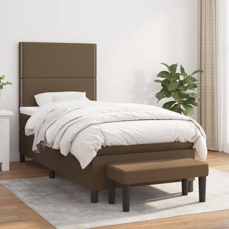 The Living Store Boxspringbed Comfort Bedframe 203 x 90 x 118 128 cm Donkerbruin