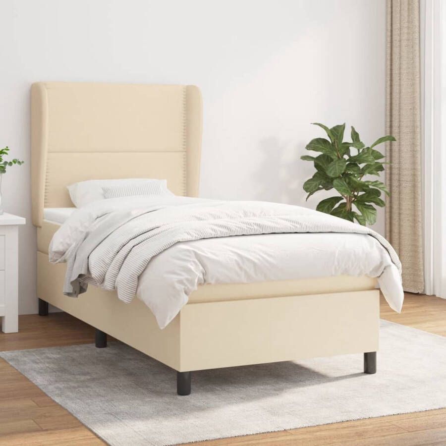 The Living Store Boxspringbed Comfort Pocketvering 90x190 cm Crème Boxspringbed Slaapcomfort Boxspring Tweepersoonsbed Creme Kleur - Foto 2