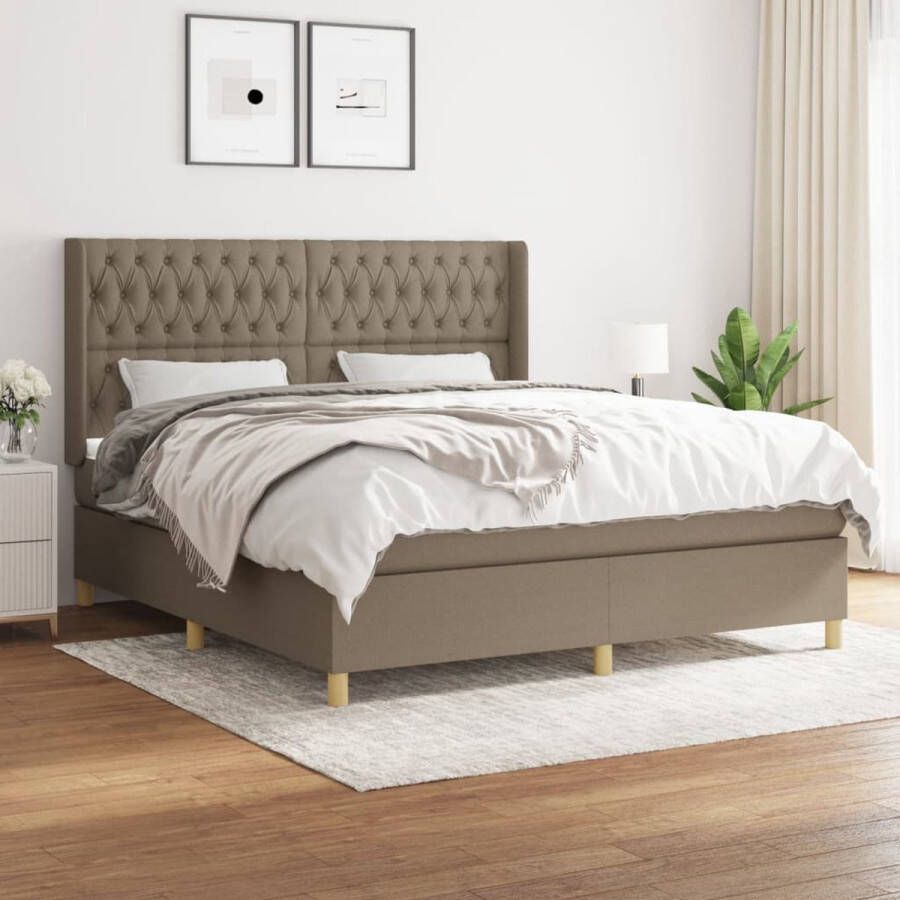 The Living Store Boxspringbed Comfort Pocketvering Middelhard 180x200 cm Boxspringbed Boxspring Tweepersoonsbed Bed Frame Tapijtkleur Taupe - Foto 2