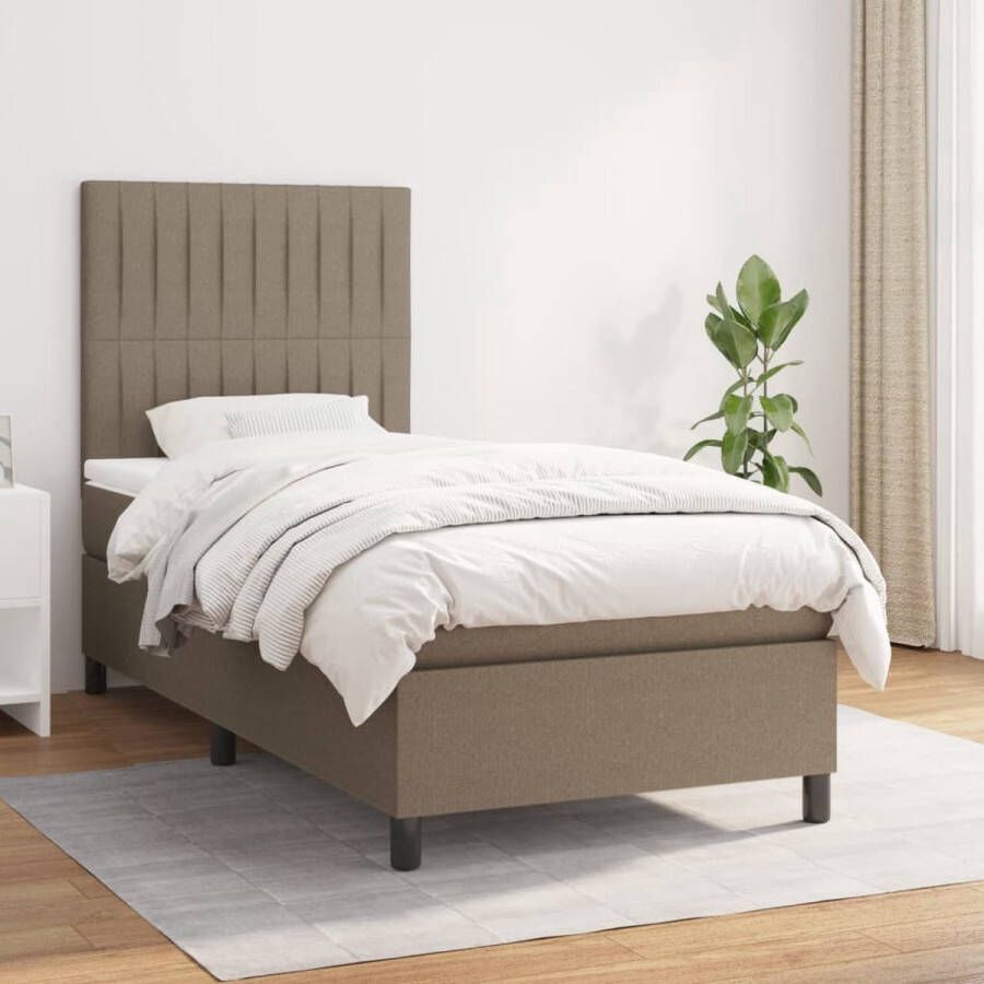 The Living Store Boxspringbed Comfort Pocketvering Middelhard Huidvriendelijk Taupe 193x90x118 128 cm Boxspringbed Boxspring Tweepersoonsbed Bed Taupeclub