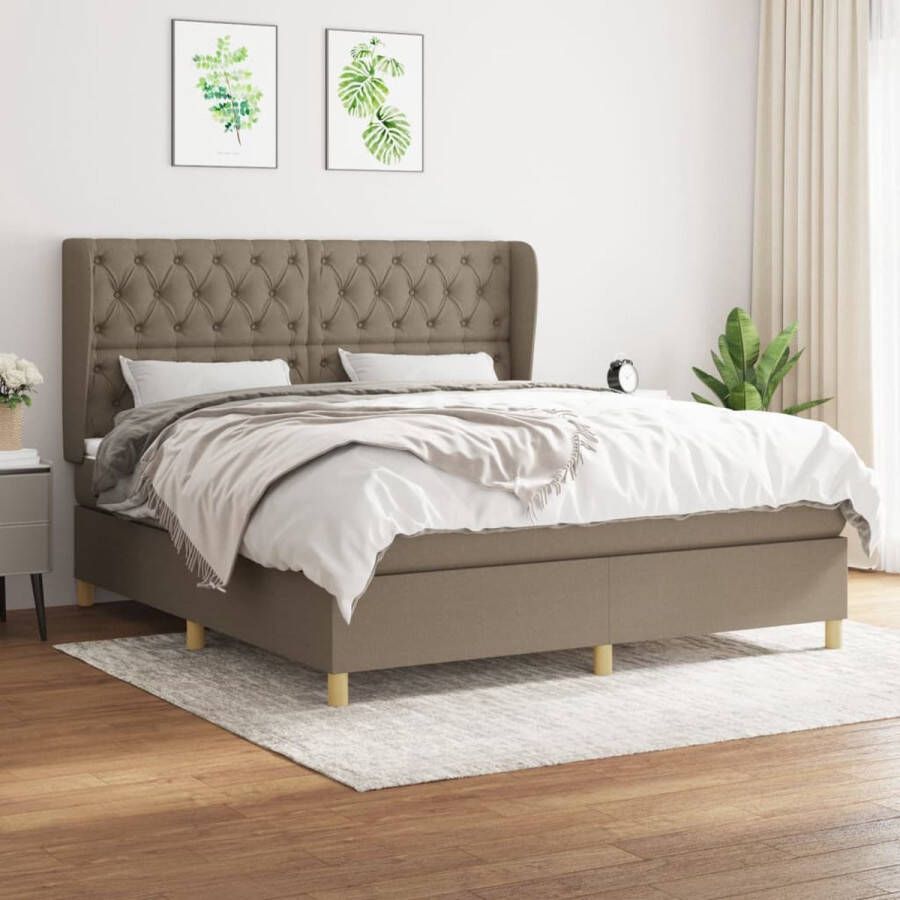 The Living Store Boxspringbed Comfortabele ondersteuning Bed- 160 x 200 cm Pocketvering matras en huidvriendelijk topmatras Kleur- taupe en wit Boxspringbed Slaapcomfort Boxspring Tweepersoonsbed Pocketed Veren Matras - Foto 2