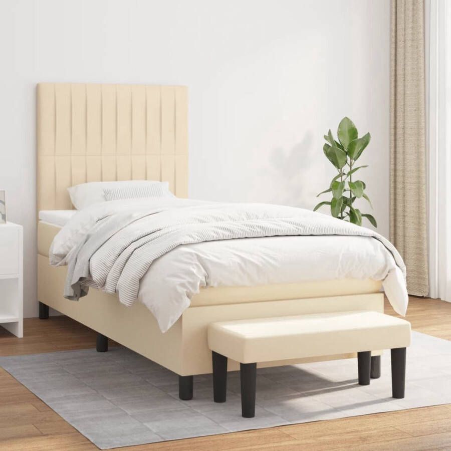 The Living Store Boxspringbed Crème 90x190x78 88 cm Pocketvering matras Boxspringbed Boxspring Creme Kleurig Bed Slaapcomfort Pocketed Veren Matras - Foto 2