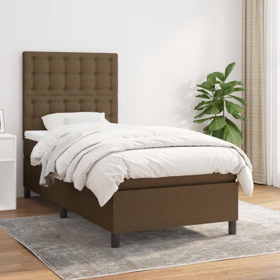 The Living Store Boxspringbed Dark Brown Size- 193 x 90 x 118 128 cm Pocket spring mattress Medium firm support Skin-friendly mattress topper Boxspringbed Boxspring Slaapkamer Meubels Tweepersoonsbed Dark Brown Bed