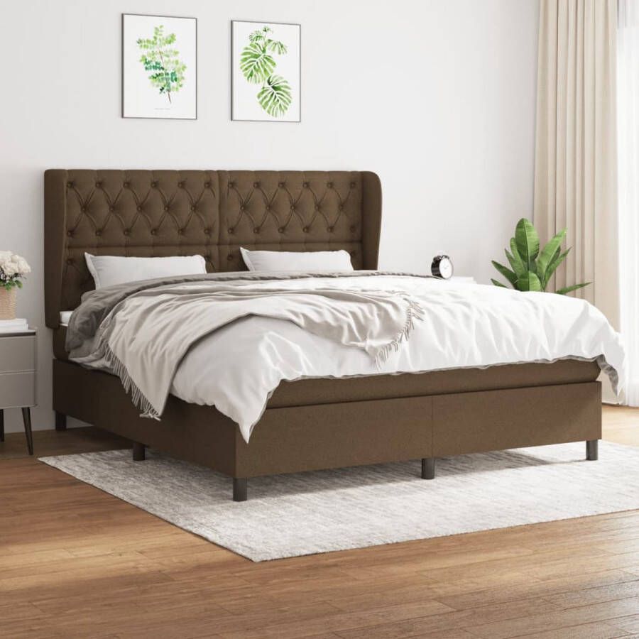 The Living Store Boxspringbed Donkerbruin 160 x 200 cm Pocketvering matras Boxspringbed Donkere Bruine Bed Tweepersoons Bed Pocketveer Matras Boxspring Frame