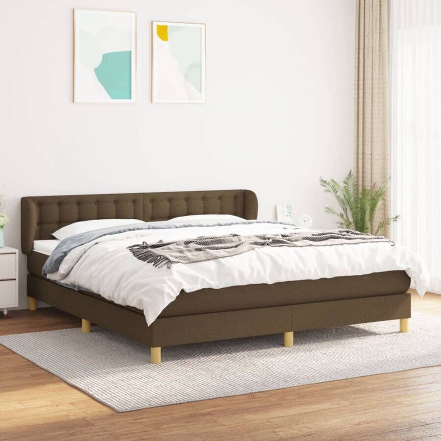 The Living Store Boxspringbed Donkerbruin 180x200 Pocketvering Middelharde ondersteuning Boxspringbed Donkere Bruine Bed Slaapcomfort Pocketveer Matras Middenhard