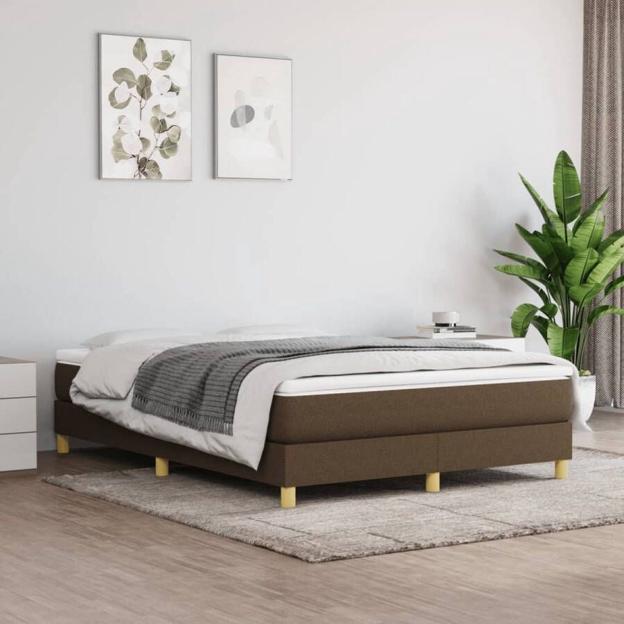 The Living Store Boxspring met matras stof donkerbruin 140x190 cm Boxspring Boxsprings Bed Slaapmeubel Boxspringbed Boxspring Bed Tweepersoonsbed Bed Met Matras Bedframe Ledikant Bedden