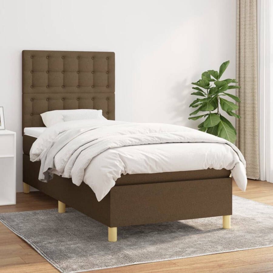 The Living Store Boxspring met matras stof donkerbruin 100x200 cm Boxspring Boxsprings Bed Slaapmeubel Boxspringbed Boxspring Bed Tweepersoonsbed Bed Met Matras Bedframe Ledikant Bedden - Foto 1