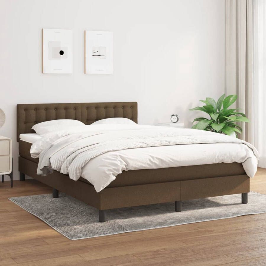 The Living Store Boxspringbed donkerbruin 203 x 144 x 78 88 cm pocketvering middelharde ondersteuning huidvriendelijk topmatras Boxspringbed Boxspring Slaapkamermeubel Tweepersoonsbed Bruine Bed - Foto 2
