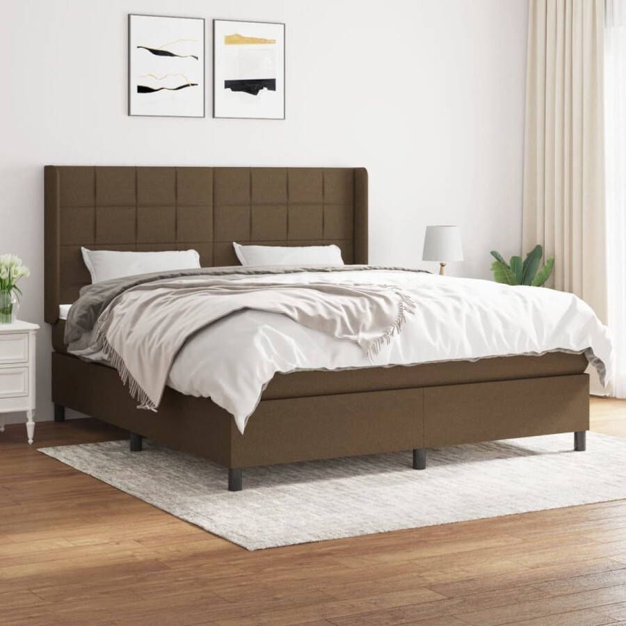 The Living Store Boxspringbed Donkerbruin 203 x 183 x 118 128 cm Pocketvering Matras Boxspringbed Donkere Bruine Boxspring Slaapcomfort Pocketing Matras Boxspring Frame