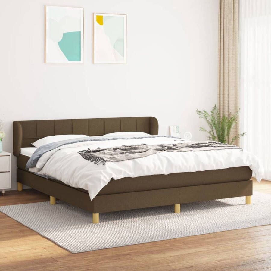 The Living Store Boxspringbed Donkerbruin 203 x 183 x 78 88 cm Pocketvering matras Middelharde ondersteuning Huidvriendelijk topmatras Boxspringbed Donkere Meubels Slaapcomfort Pocketed Spring Mattress Adjustable Headboard - Foto 2