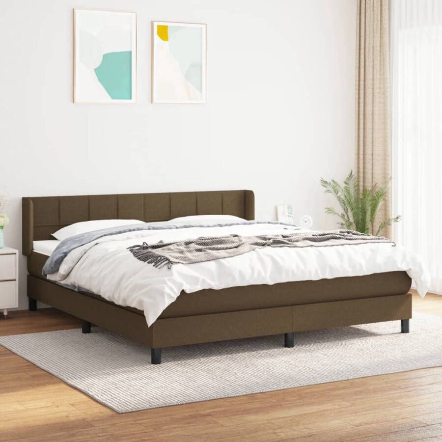The Living Store Boxspringbed Donkerbruin 203 x 183 x 78 88 cm Pocketvering Matras Middelharde Ondersteuning Huidvriendelijk Topmatras Boxspringbed Donkere Bruine Bed Pocketveer Matras Middenhard Matras Boxspring Frame - Foto 2